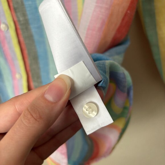 GAP 100% Linen Rainbow Striped Oversized Boyfriend Button Up Shirt - Picture 9 of 13